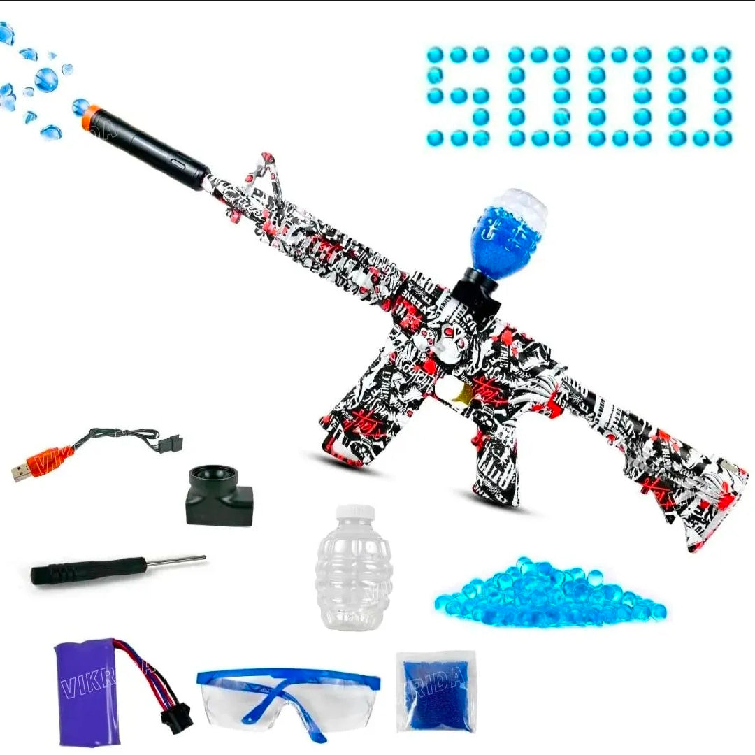 AK-47 Gel Blaster Automatic Rechargeable Electric Machine with 1,000 Gel Ball Splatter