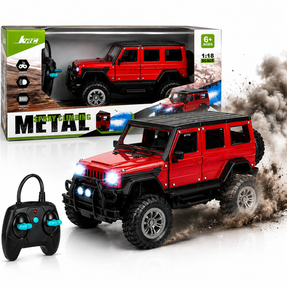 1:18 RC Spray Climbing Metal Off-Road Jeep – Remote Control Car with LED Lights