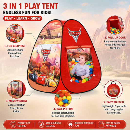 Car Kids Play Tent - Indoor & Outdoor Play Fun