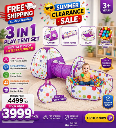 Nice baby 3 In1 Set Kids Play Tent Play Tunnel, Pop Up Castle Tunnel Crawl Playhouse Toddlers