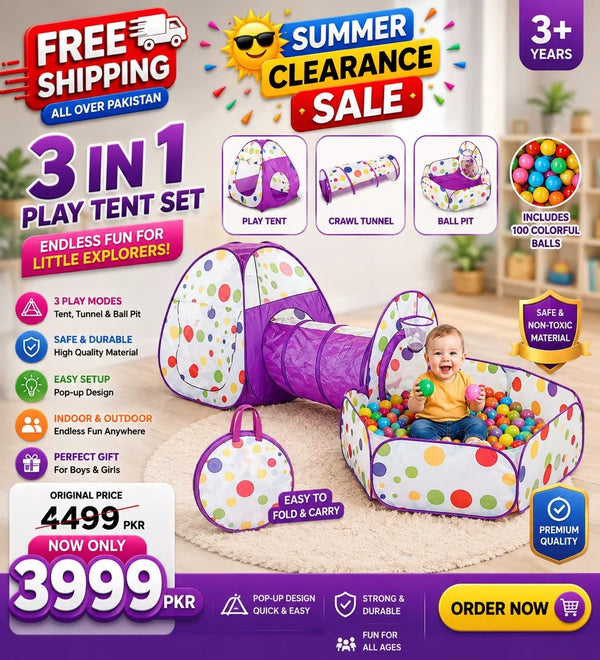 Nice baby 3 In1 Set Kids Play Tent Play Tunnel, Pop Up Castle Tunnel Crawl Playhouse Toddlers