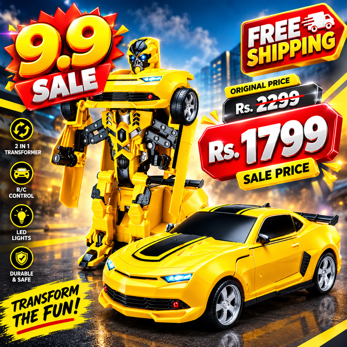2-in-1 Transforming Robot Car – Transformable Toy Car & Robot