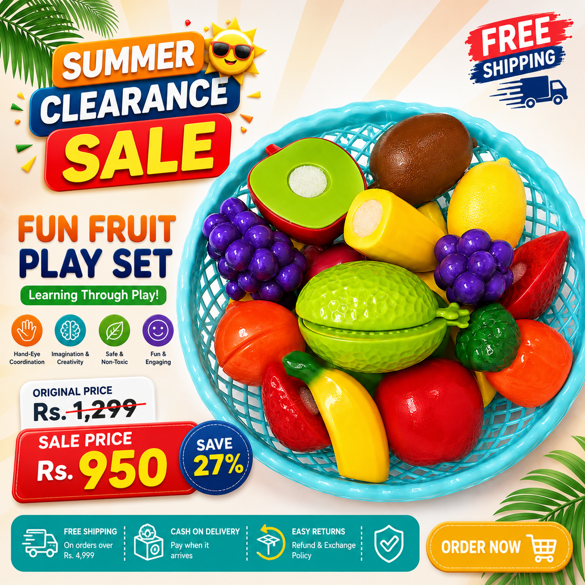 Fun Fruit & Vegetables Cutting Play Set for Kids