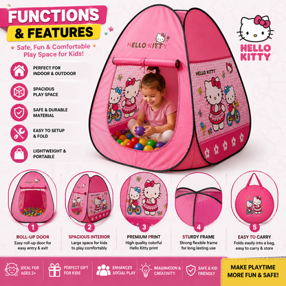 Hello Kitty Kids Play Tent - Foldable Indoor & Outdoor Tent Fun!
