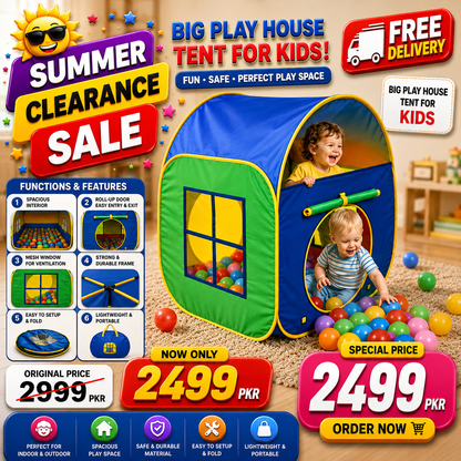 Kids Play House Tent - Foldable Indoor & Outdoor Fun Tent