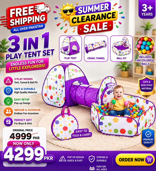 Nice baby 3 In1 Set Kids Play Tent Play Tunnel, Pop Up Castle Tunnel Crawl Playhouse Toddlers (Copy)