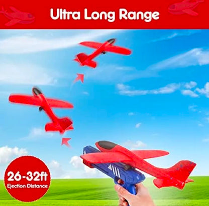 Aircraft Launcher Toy Gun With Form Glider Planes– Long Range Flying Glider Planes for Kids