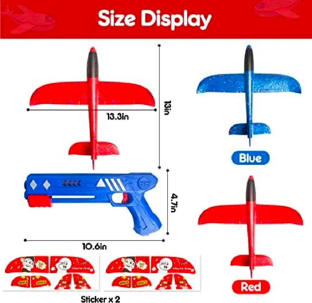 Aircraft Launcher Toy Gun With Form Glider Planes– Long Range Flying Glider Planes for Kids