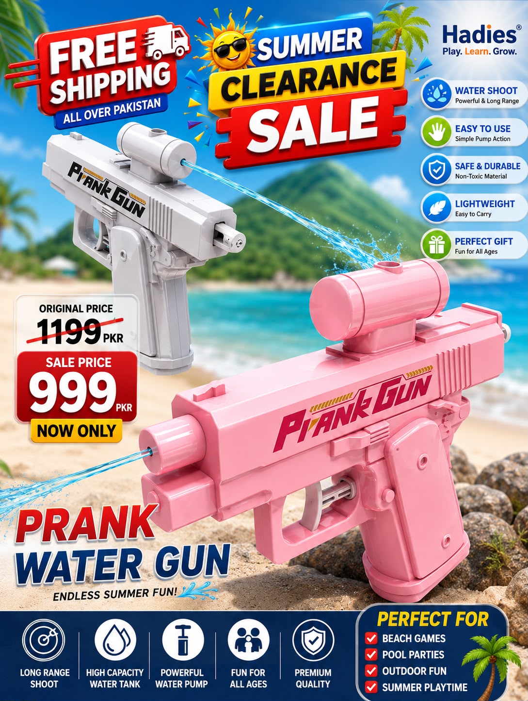 Prank Two-Way Water Gun Toy – Dual Spray Water Blaster for Kids Fun