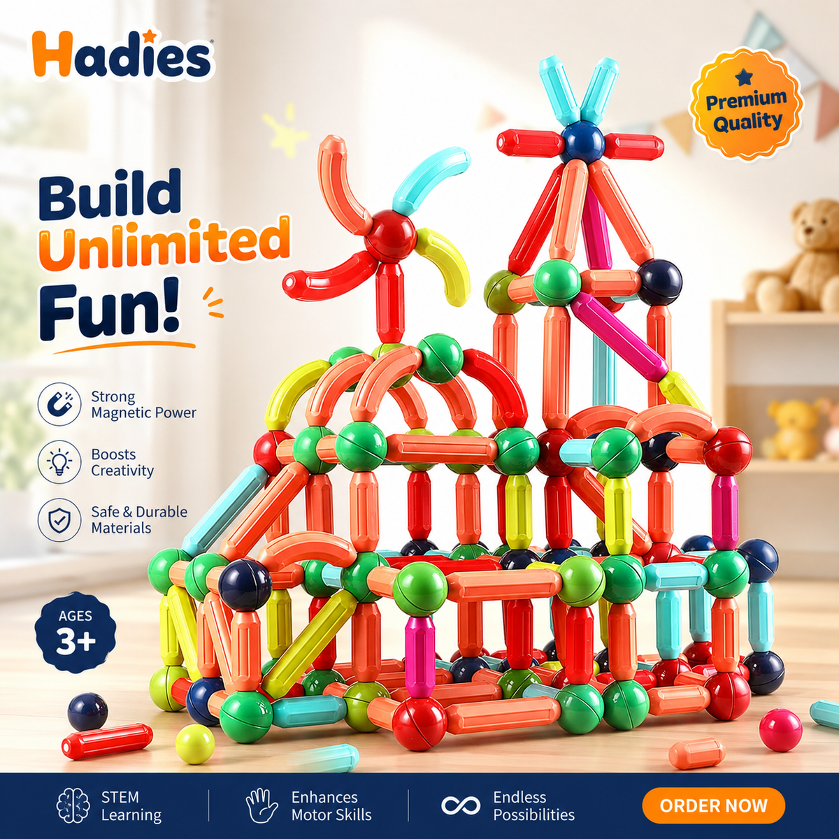 Magnetic Building Blocks Construction Set – Creative Learning Toy