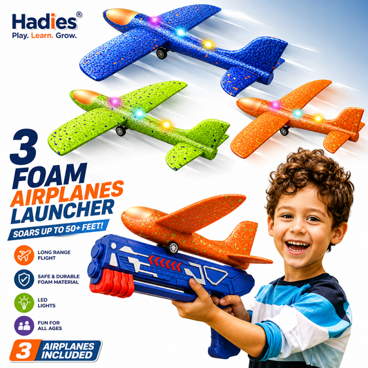 Aircraft Launcher Toy Gun With Form Glider Planes– Long Range Flying Glider Planes for Kids