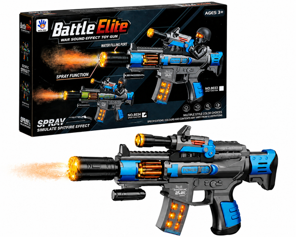 Battle Elite Military Toy Gun with Light, Sound & Spray Effect | Battery Operated Kids Gun (3+)