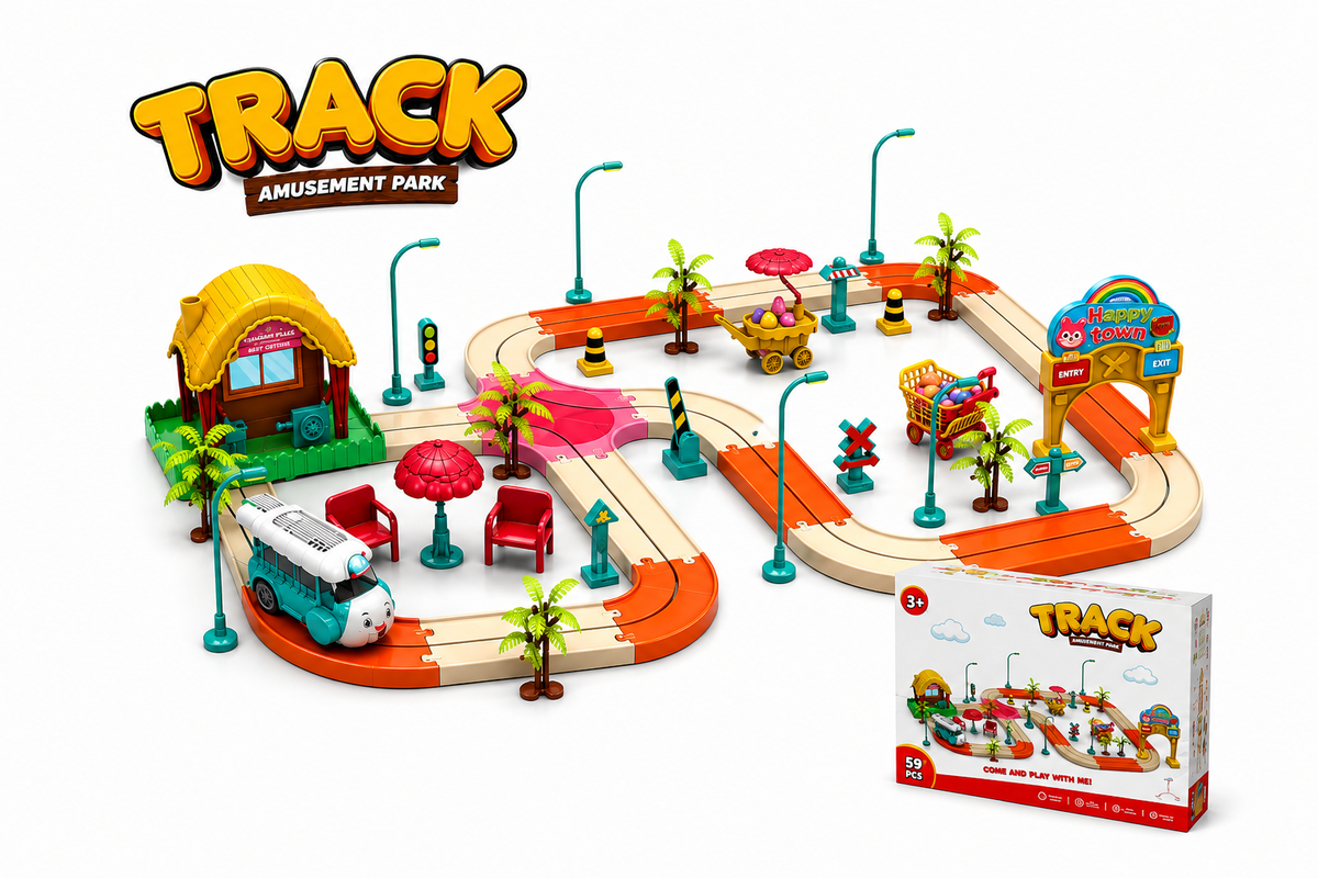 59 PCS Kids Big Track Amusement Park Toy Set – Fun Racing Track & Educational Playset
