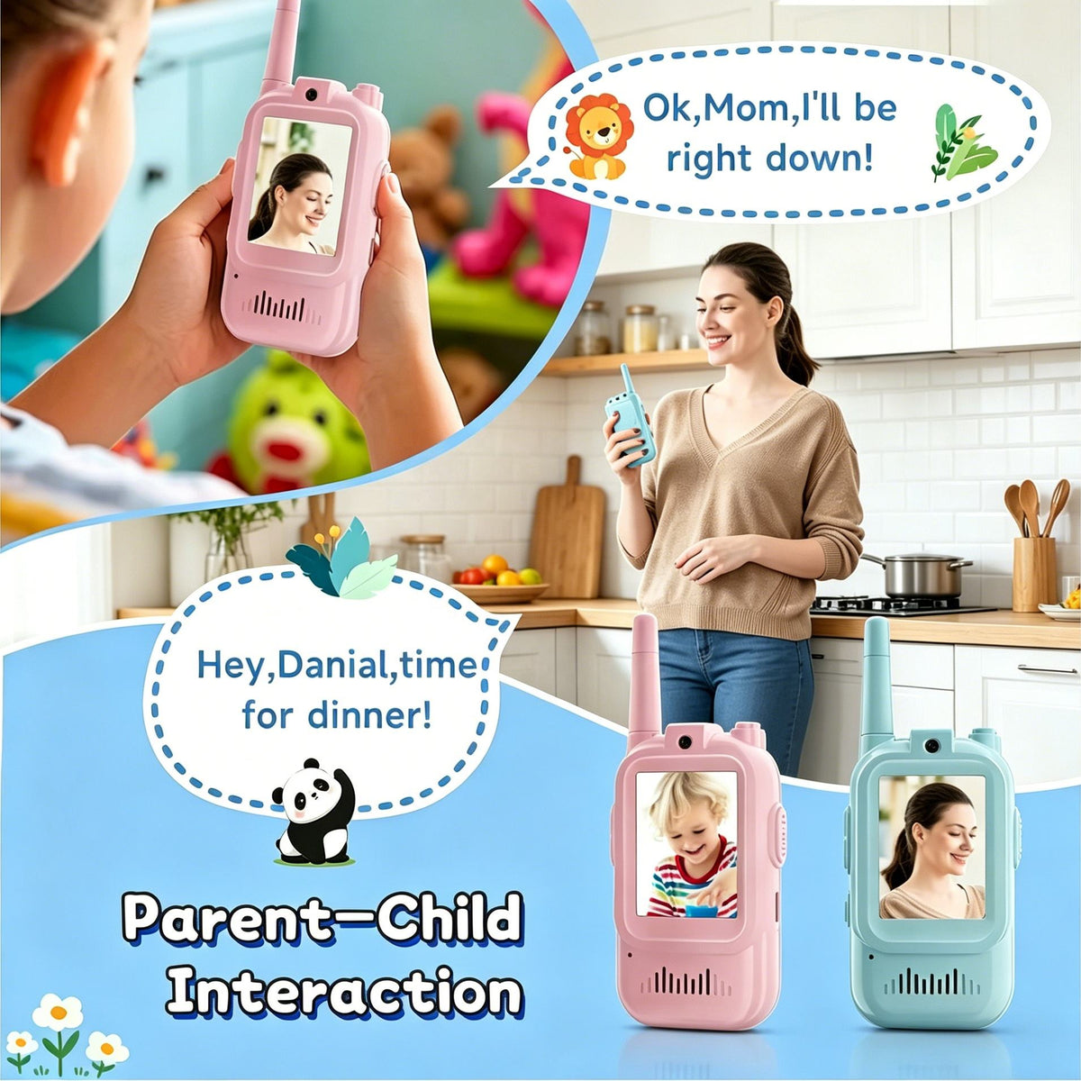 2Pcs Rechargeable Kids Video Walki Talkie