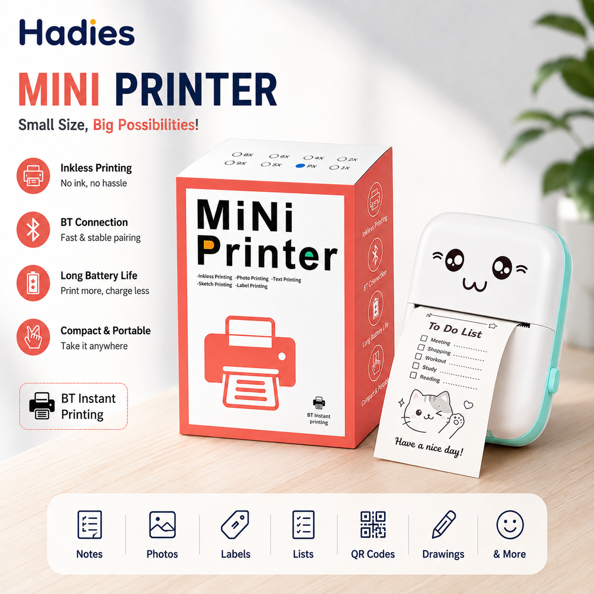 Mini Pocket Inkless Thermal Printer for Kids