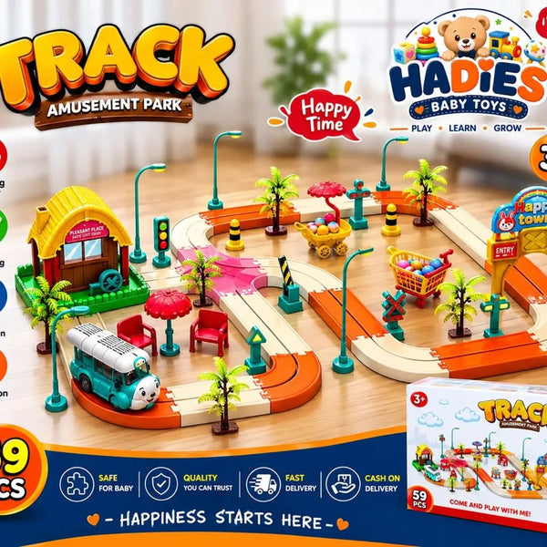 59 PCS Kids Big Track Amusement Park Toy Set – Fun Racing Track & Educational Playset