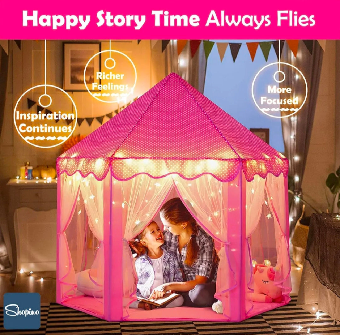 Premium Elegant Pink Princess Castle Play Tent for Girls 0-10 Years - Indoor/Outdoor