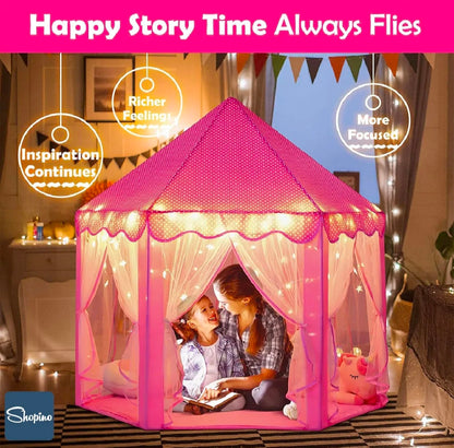 Premium Elegant Pink Princess Castle Play Tent for Girls 0-10 Years - Indoor/Outdoor