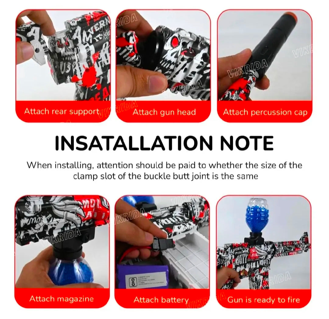 AK-47 Gel Blaster Automatic Rechargeable Electric Machine with 1,000 Gel Ball Splatter