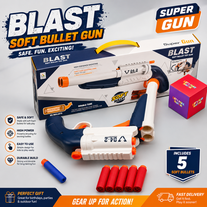 BLAST Soft Bullet Gun – Double Tube Foam Dart Blaster Toy
