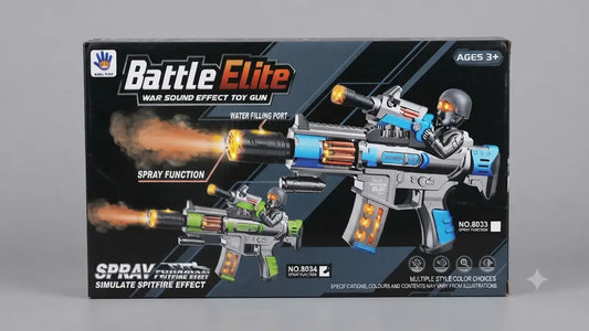 Battle Elite Military Toy Gun with Light, Sound & Spray Effect | Battery Operated Kids Gun (3+)