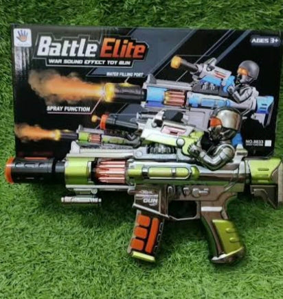 Battle Elite Military Toy Gun with Light, Sound & Spray Effect | Battery Operated Kids Gun (3+)