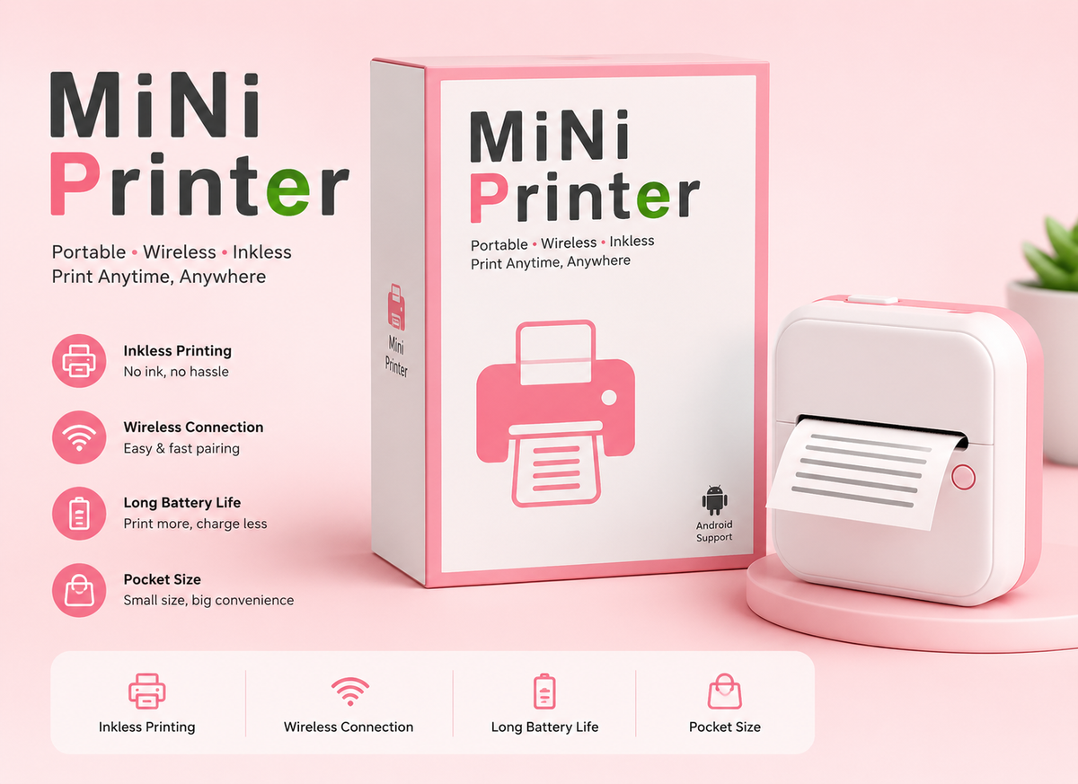 Mini Pocket Inkless Thermal Printer for Kids
