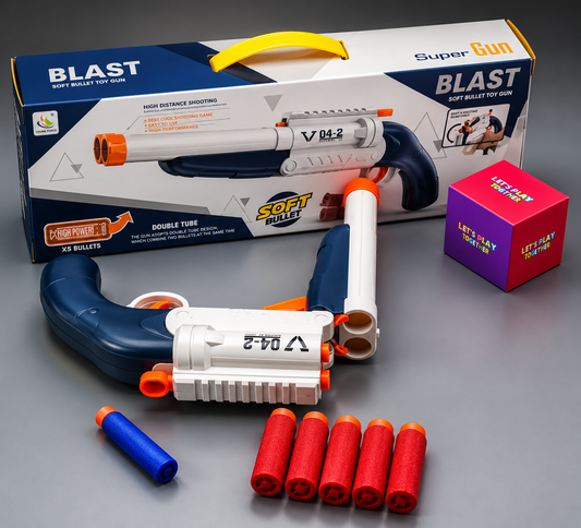 BLAST Soft Bullet Gun – Double Tube Foam Dart Blaster Toy