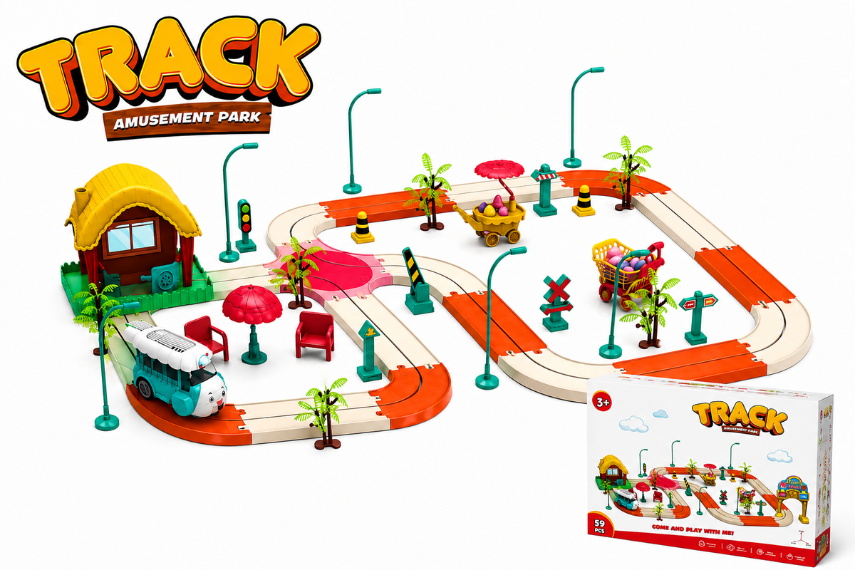 59 PCS Kids Big Track Amusement Park Toy Set – Fun Racing Track & Educational Playset