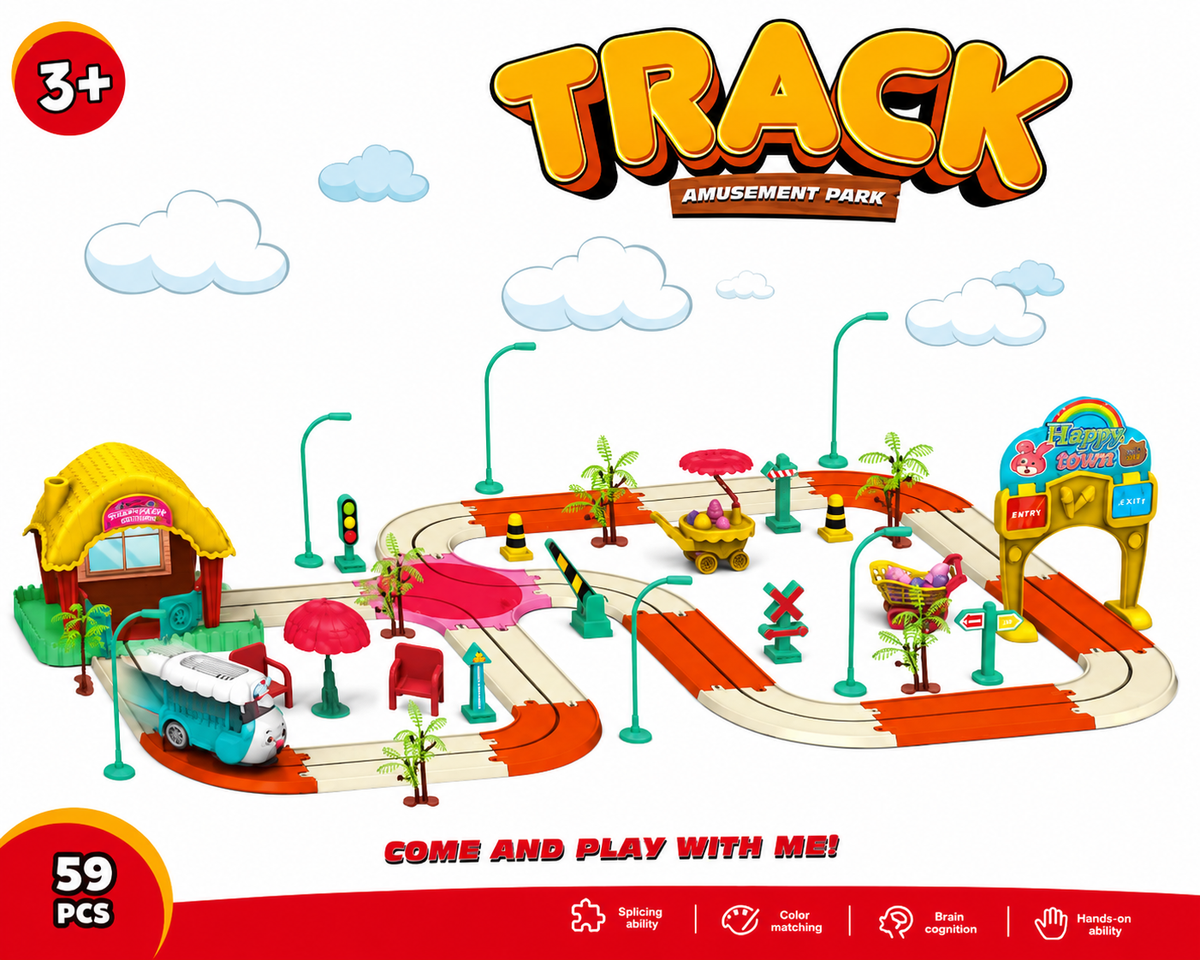 59 PCS Kids Big Track Amusement Park Toy Set – Fun Racing Track & Educational Playset