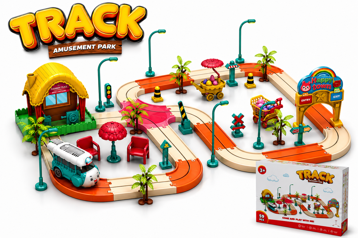 59 PCS Kids Big Track Amusement Park Toy Set – Fun Racing Track & Educational Playset