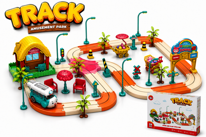 59 PCS Kids Big Track Amusement Park Toy Set – Fun Racing Track & Educational Playset