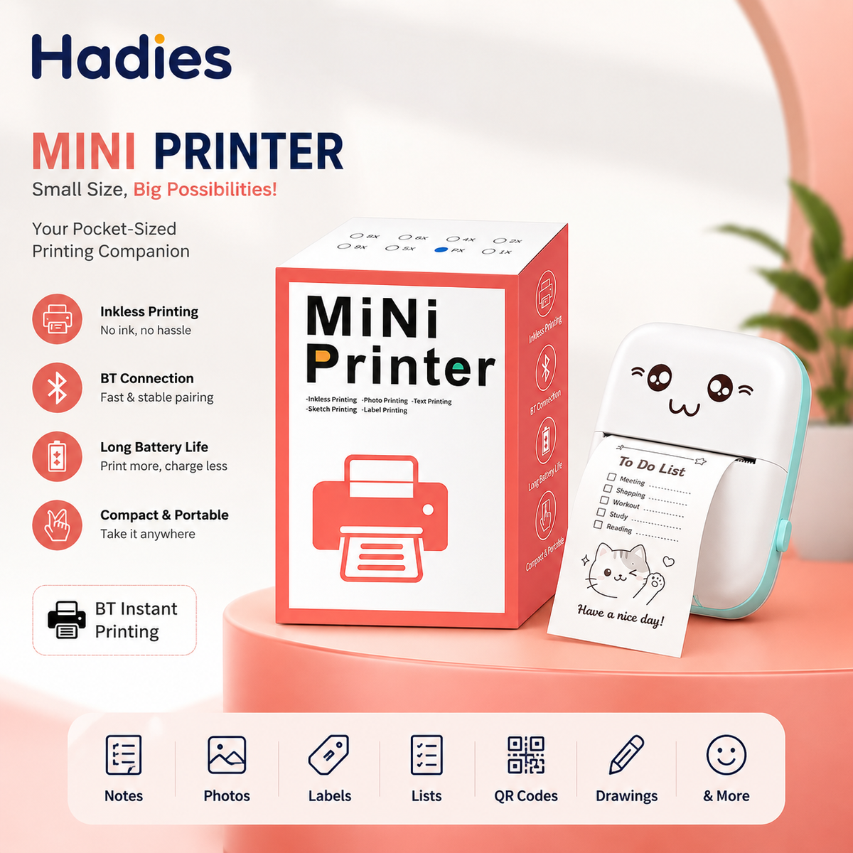 Mini Pocket Inkless Thermal Printer for Kids