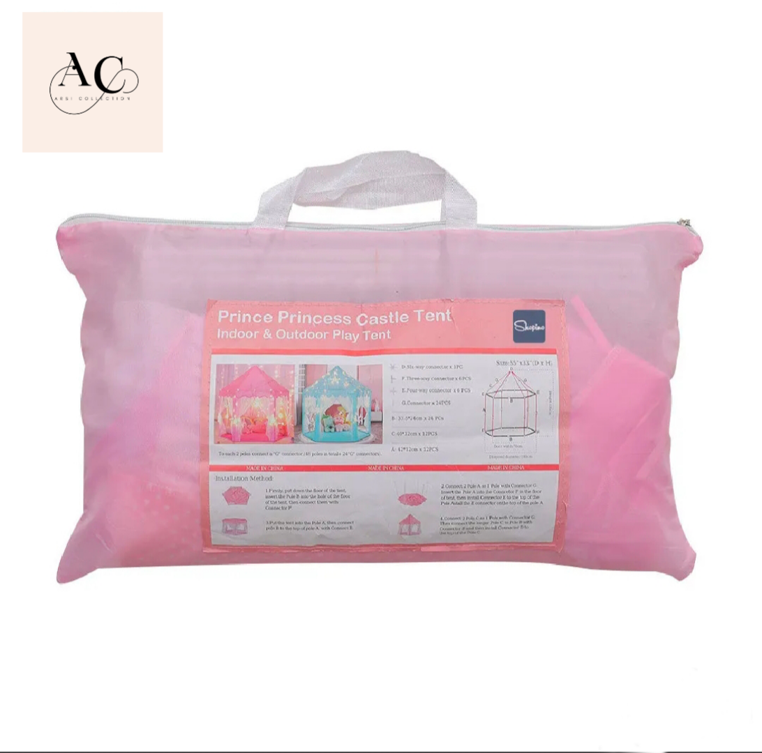 Premium Elegant Pink Princess Castle Play Tent for Girls 0-10 Years - Indoor/Outdoor