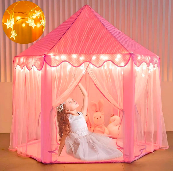 Premium Elegant Pink Princess Castle Play Tent for Girls 0-10 Years - Indoor/Outdoor
