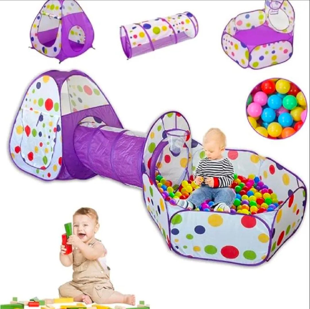 Nice baby 3 In1 Set Kids Play Tent Play Tunnel, Pop Up Castle Tunnel Crawl Playhouse Toddlers