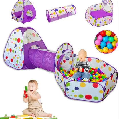 Nice baby 3 In1 Set Kids Play Tent Play Tunnel, Pop Up Castle Tunnel Crawl Playhouse Toddlers