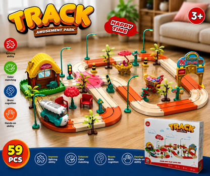 59 PCS Kids Big Track Amusement Park Toy Set – Fun Racing Track & Educational Playset