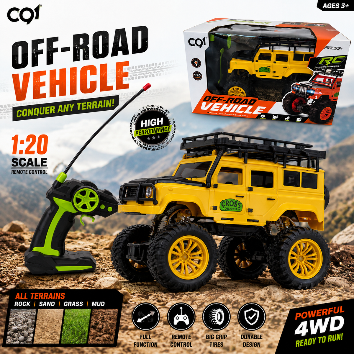 🔥 1:20 Scale RC Off-Road Vehicle – 4WD Remote Control Jeep
